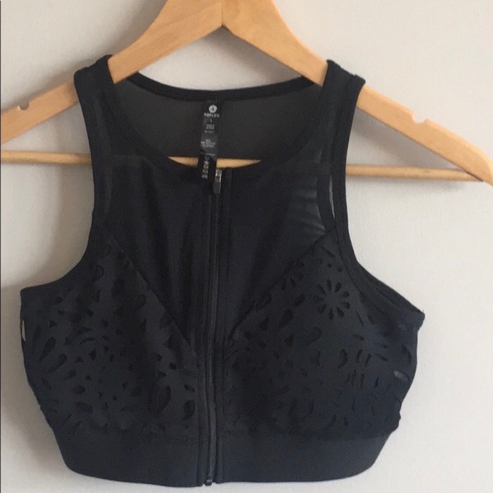 High neck mesh sports bra